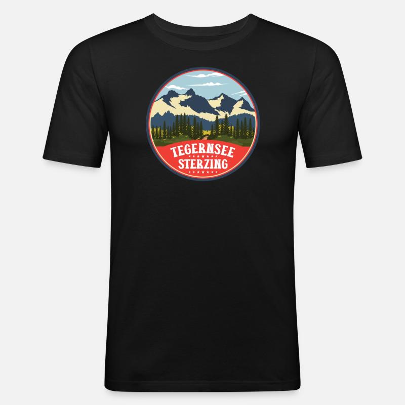 Alpenüberquerung Tegernsee Sterzing - Männer Slim Fit T-Shirt - Schwarz