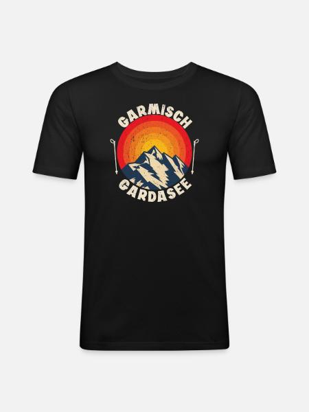 Alpenüberquerung Garmisch Gardasee - Männer Slim Fit T-Shirt - Schwarz