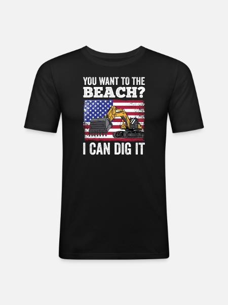 Retro Bagger Spruch Baggerfahrer Baustelle - Männer Slim Fit T-Shirt - Schwarz
