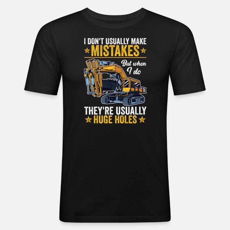 Retro Bagger Spruch Baggerfahrer Baustelle - Männer Slim Fit T-Shirt - Schwarz