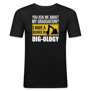 Retro Excavator Saying Excavator Driver Construction Site - Men's Slim Fit T-Shirt - black - Front - Nik (191cm)