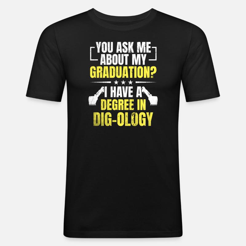 Retro Bagger Spruch Baggerfahrer Baustelle - Männer Slim Fit T-Shirt - Schwarz