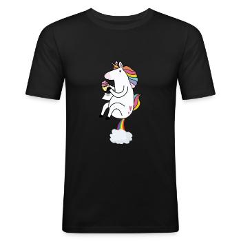 Licorne pupping - T-shirt près du corps Homme - noir - Devant - Nik (191cm)