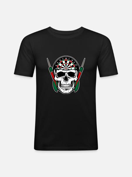 Darts with a skull - Men's Slim Fit T-Shirt - black