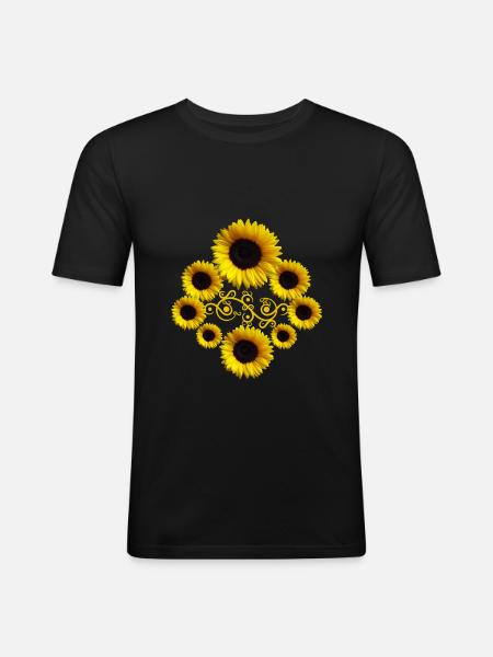 Sunflowers with ornament, sunflower, flowers - Men's Slim Fit T-Shirt - black