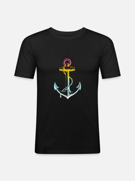 ancre - T-shirt près du corps Homme - noir