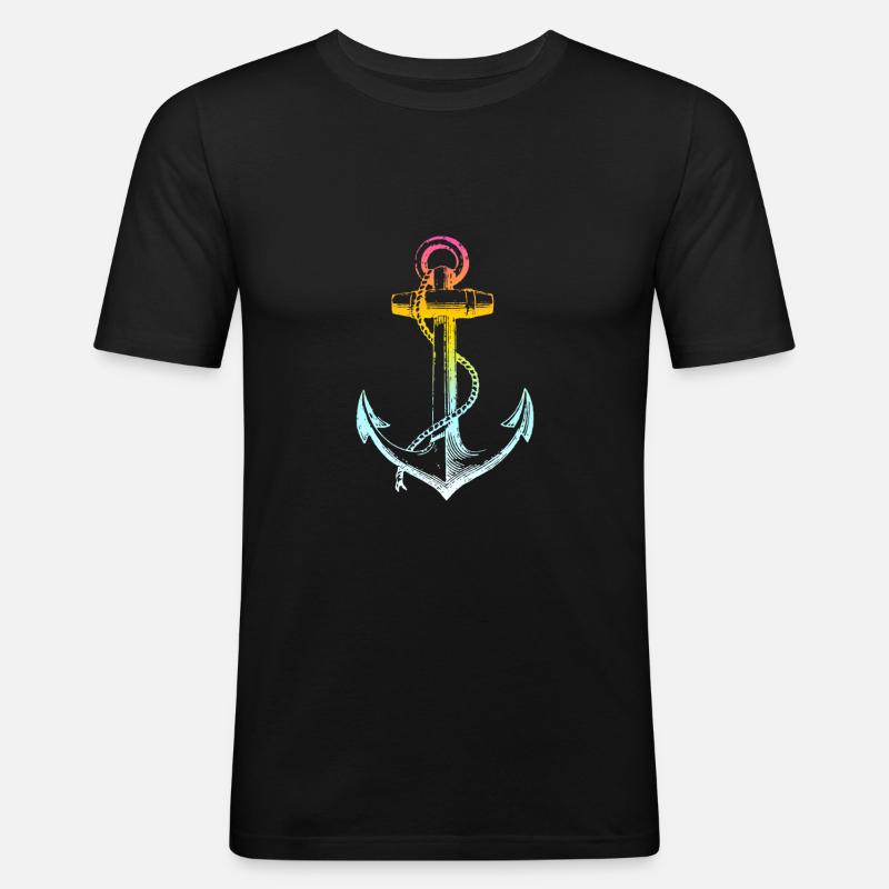Anker - Männer Slim Fit T-Shirt - Schwarz