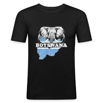 Botswana Afrika Flagge Fahne - Männer Slim Fit T-Shirt - Schwarz - Vorne - Nik (191cm)