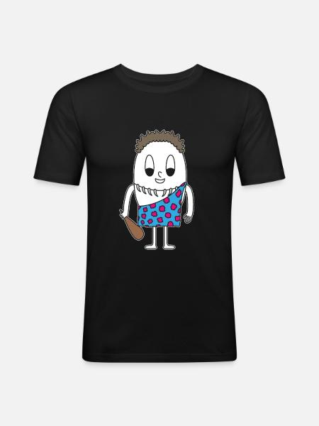 Stone Age Man Egg - Men's Slim Fit T-Shirt - black