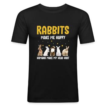 Hasen Kaninchen - Männer Slim Fit T-Shirt - Schwarz - Vorne - Nik (191cm)