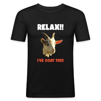 Chèvre - T-shirt près du corps Homme - noir - Devant - Nik (191cm)
