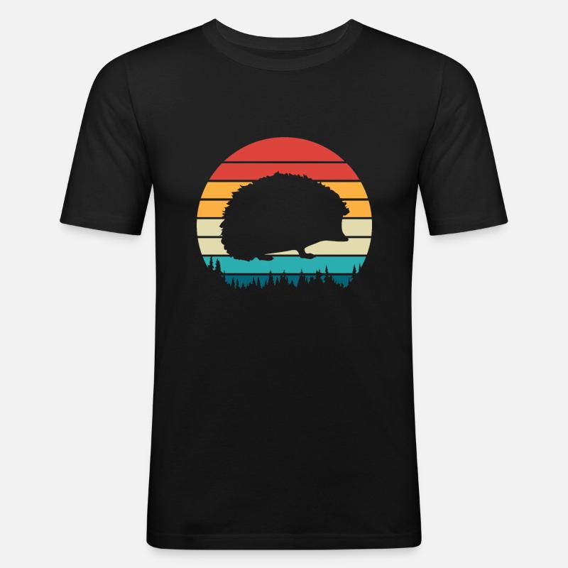 Igel - Männer Slim Fit T-Shirt - Schwarz