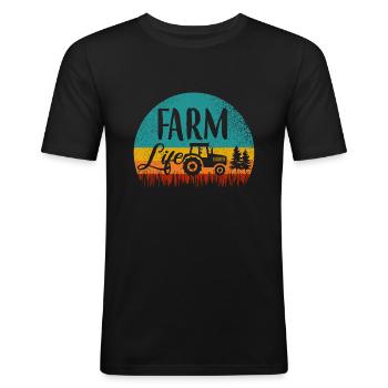 Agriculteur paysanne - T-shirt près du corps Homme - noir - Devant - Nik (191cm)