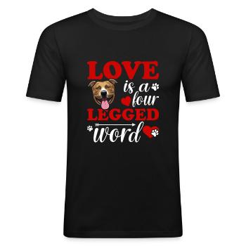 Staffordshire Terrier Liebe Vierbeiner Wort - Männer Slim Fit T-Shirt - Schwarz - Vorne - Nik (191cm)