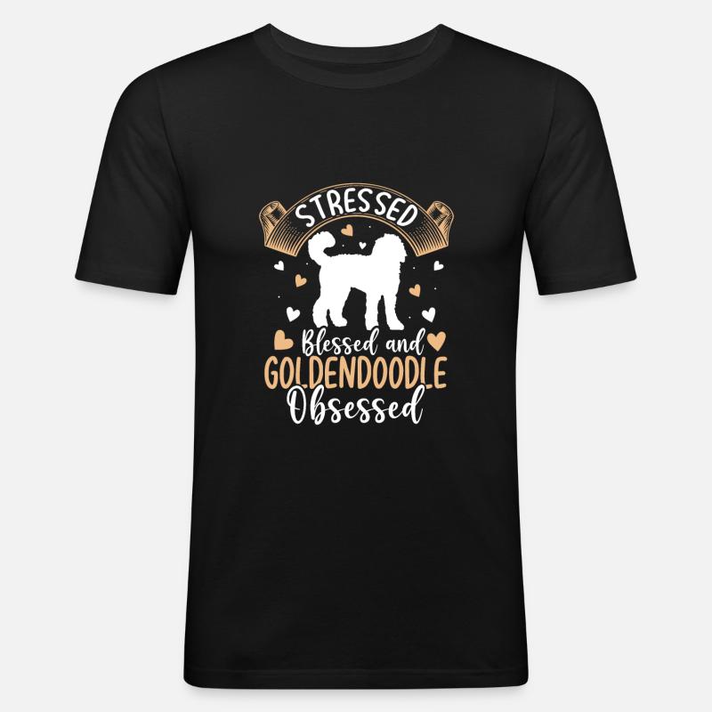 Blessed Goldendoodle Possessed Funny - Men's Slim Fit T-Shirt - black
