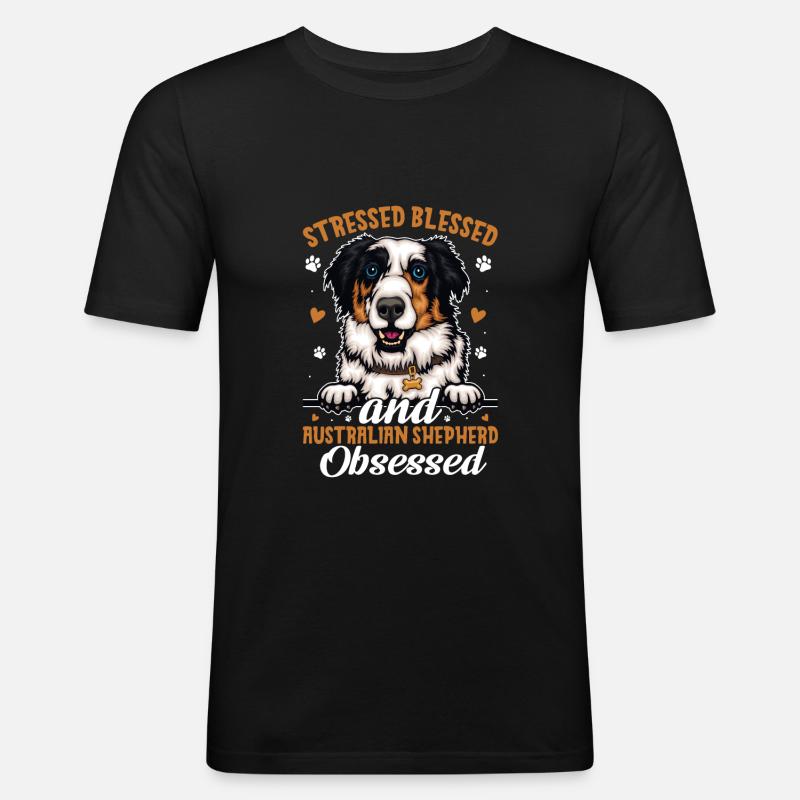Blessed Australian Shepherd Possessed - Men's Slim Fit T-Shirt - black