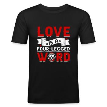 Beagle Liebe Vierbeiner Wort Lustiger - Männer Slim Fit T-Shirt - Schwarz - Vorne - Nik (191cm)