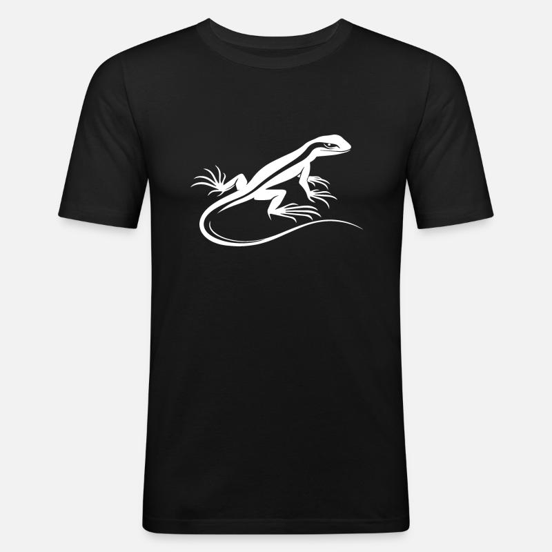 Echse - Männer Slim Fit T-Shirt - Schwarz