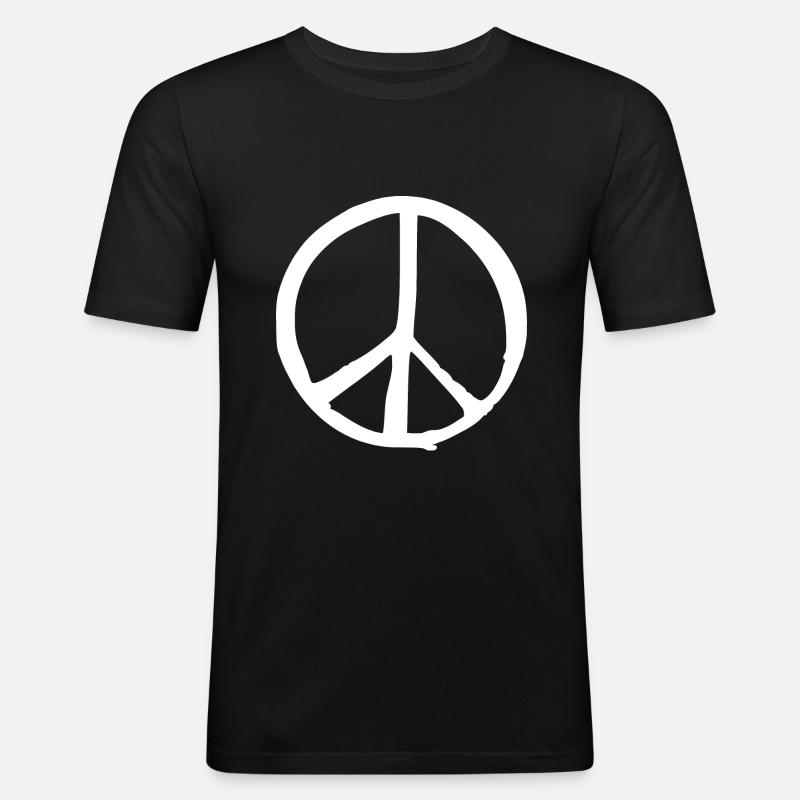 Peacezeichen - Männer Slim Fit T-Shirt - Schwarz