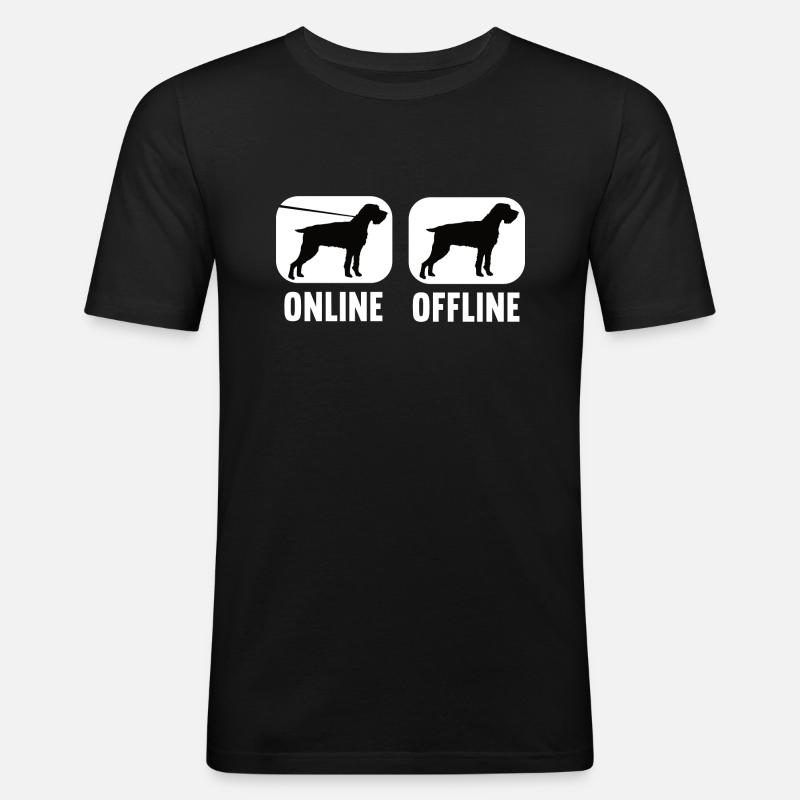Online Offline Deutsch Drahthaar Jagdhund - Männer Slim Fit T-Shirt - Schwarz