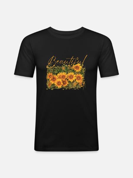 Schöne Amaterasu-Blumen - Männer Slim Fit T-Shirt - Schwarz