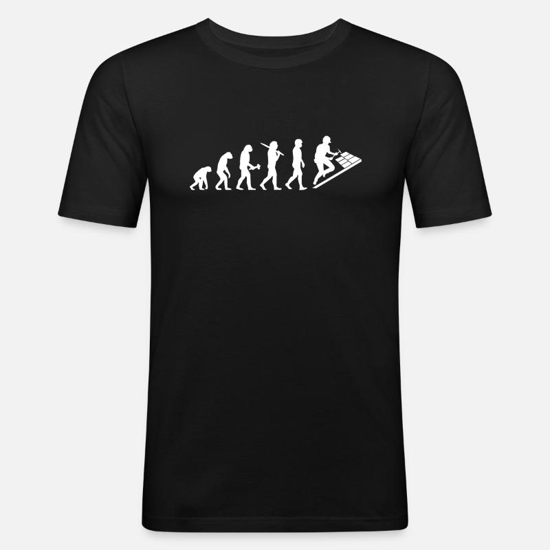 Dachdecker Dachklempner Evolution Geschenk - Männer Slim Fit T-Shirt - Schwarz