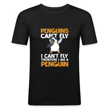 Les pingouins ne peuvent pas voler Je suis un pingouin - T-shirt près du corps Homme - noir - Devant - Nik (191cm)