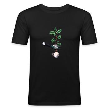 Kaffeeliebhaber Espresso Barista - Männer Slim Fit T-Shirt - Schwarz - Vorne - Nik (191cm)