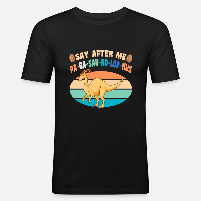 Dinosaurier - Männer Slim Fit T-Shirt - Schwarz