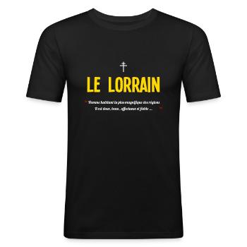 Le lorrain - définition - T-shirt près du corps Homme - noir - Devant - Nik (191cm)