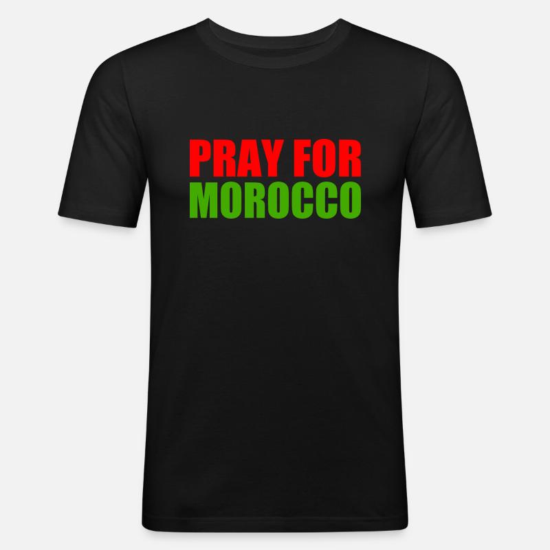 Pray for morocco - Männer Slim Fit T-Shirt - Schwarz