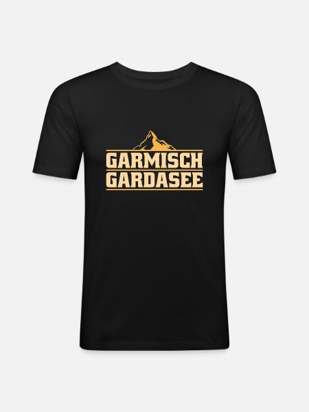 Alpenüberquerung Garmisch Gardasee - Männer Slim Fit T-Shirt - Schwarz