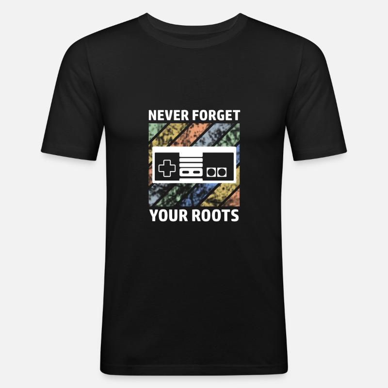 Gamer Controller Retrogamer Spruch - Männer Slim Fit T-Shirt - Schwarz
