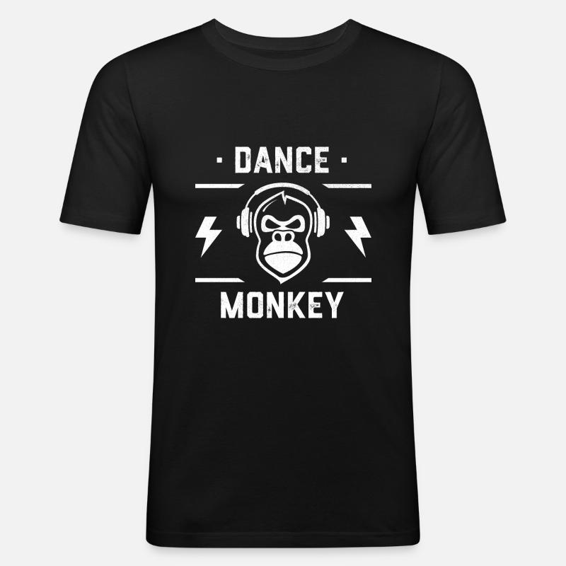 Dance Monkey - Affen-DJ - Männer Slim Fit T-Shirt - Schwarz