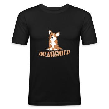 Corgi Dog Pun - T-shirt près du corps Homme - noir - Devant - Nik (191cm)