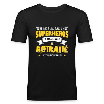 Retraité humour cadeau départ à la retraite - T-shirt près du corps Homme - noir - Devant - Nik (191cm)