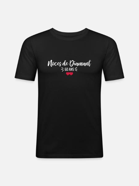 noces de Diamant - T-shirt près du corps Homme - noir