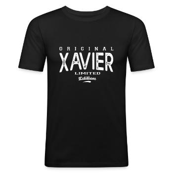 Xavier Tshirt personnalisé prénom xavier - T-shirt près du corps Homme - noir - Devant - Nik (191cm)