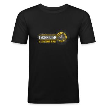 Techniker - Männer Slim Fit T-Shirt - Schwarz - Vorne - Nik (191cm)