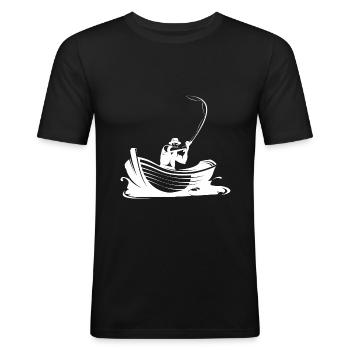 Anglers - Fisherman - Boat - Fishing - Men's Slim Fit T-Shirt - black - Front - Nik (191cm)