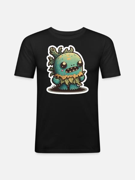 Halloween Cactus Monster - Men's Slim Fit T-Shirt - black