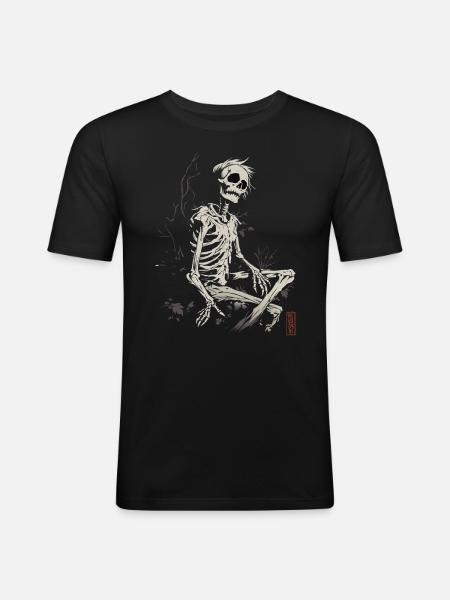 Sitting Skeleton - Men's Slim Fit T-Shirt - black