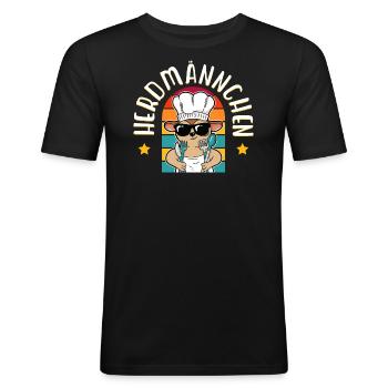 Herdmännchen Koch Hobbykoch Humor Geschenkidee - Männer Slim Fit T-Shirt - Schwarz - Vorne - Nik (191cm)