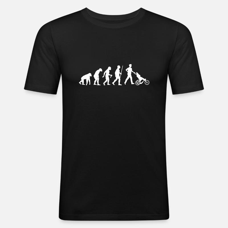 Daddy Papa Evolution - Männer Slim Fit T-Shirt - Schwarz