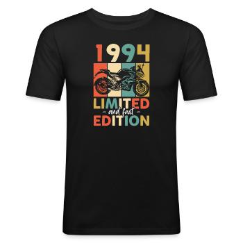 1994 - Edition limitée et rapide - Anniversaire 1994 - T-shirt près du corps Homme - noir - Devant - Nik (191cm)