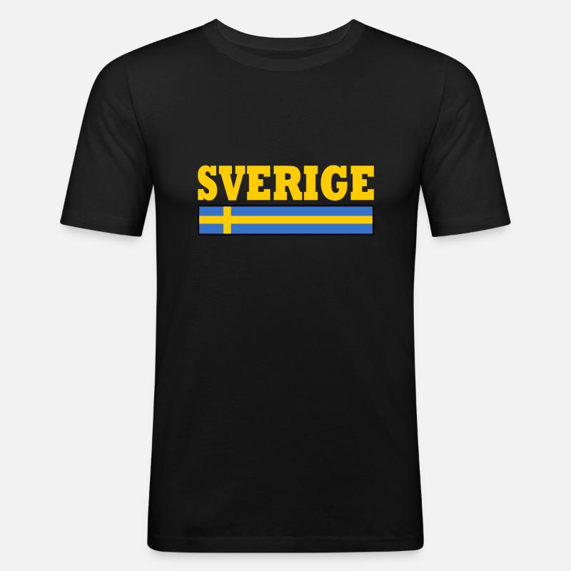 Sverige - Maglietta aderente da uomo - nero