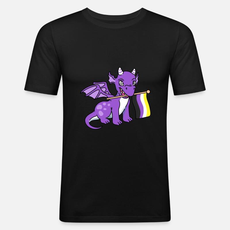 Nonbinary Pride Drache Nonbinary Pride - Männer Slim Fit T-Shirt - Schwarz