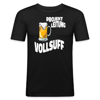 Projektleitung Vollsuff Vatertag Männerabend - Männer Slim Fit T-Shirt - Schwarz - Vorne - Nik (191cm)