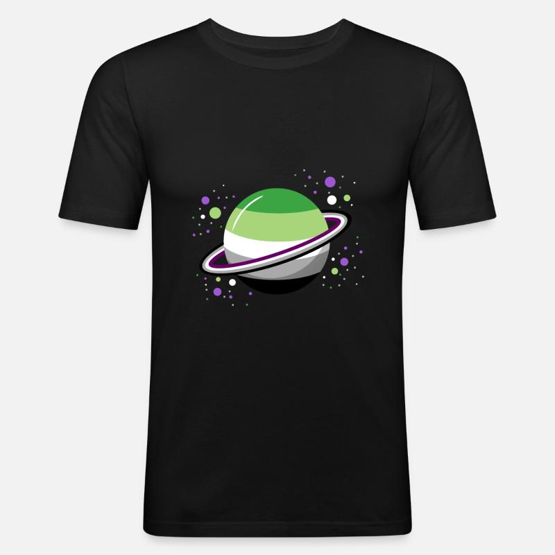 Asexueller Aromantischer Weltraumplanet - Männer Slim Fit T-Shirt - Schwarz