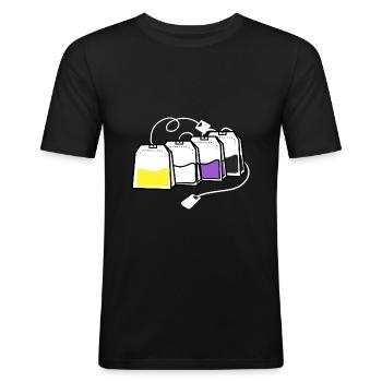 Nonbinary Pride Tea Bag Nonbinary Pride - Men's Slim Fit T-Shirt - black - Front - Nik (191cm)